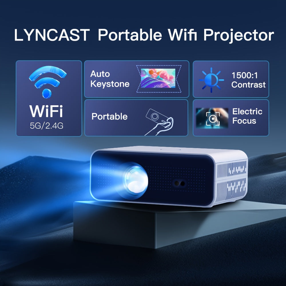 Outdoor Portable 4K Projector WiFi6 Auto Keystone Home Theater