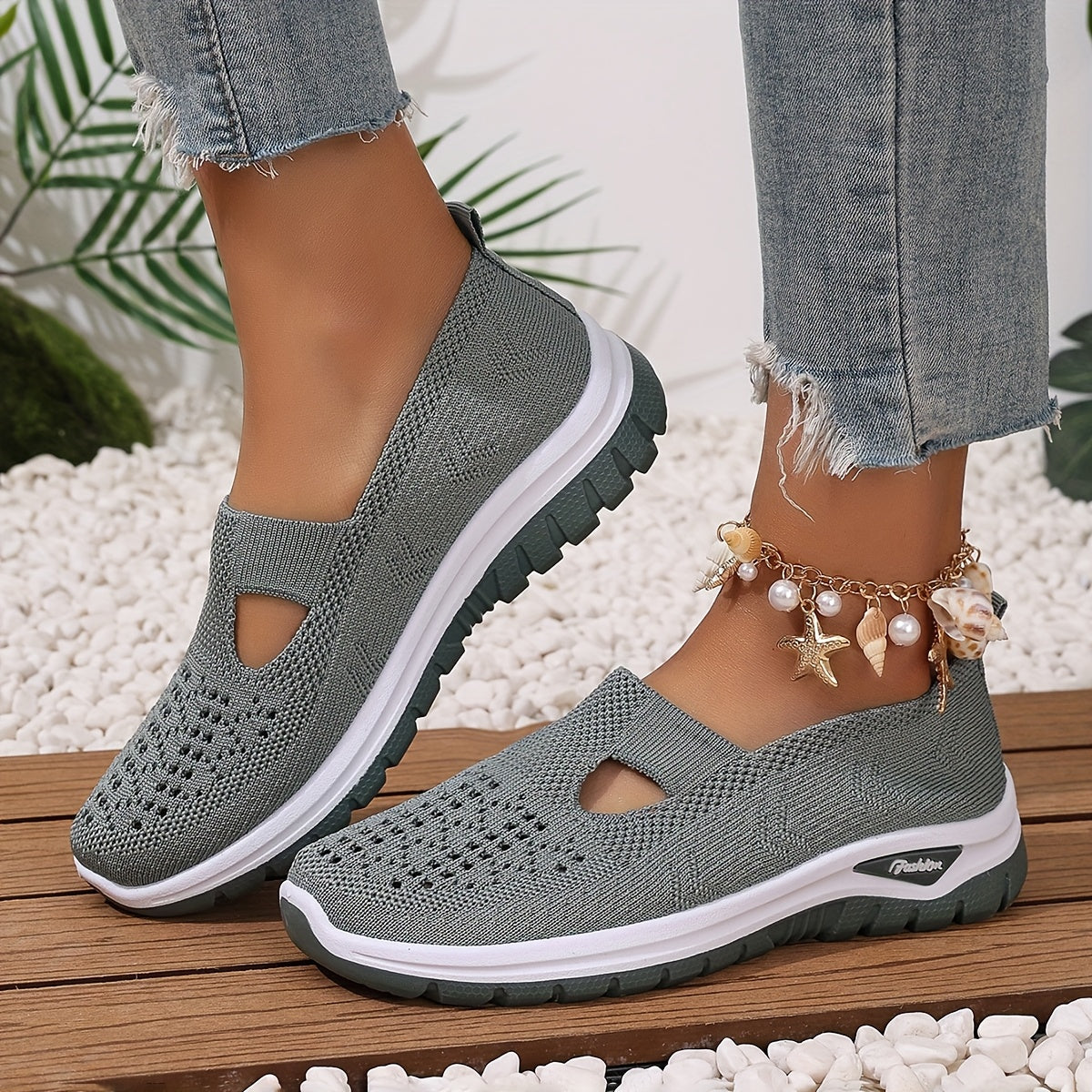 Zapatillas casuales para mujer de malla transpirable, ligeras y planas