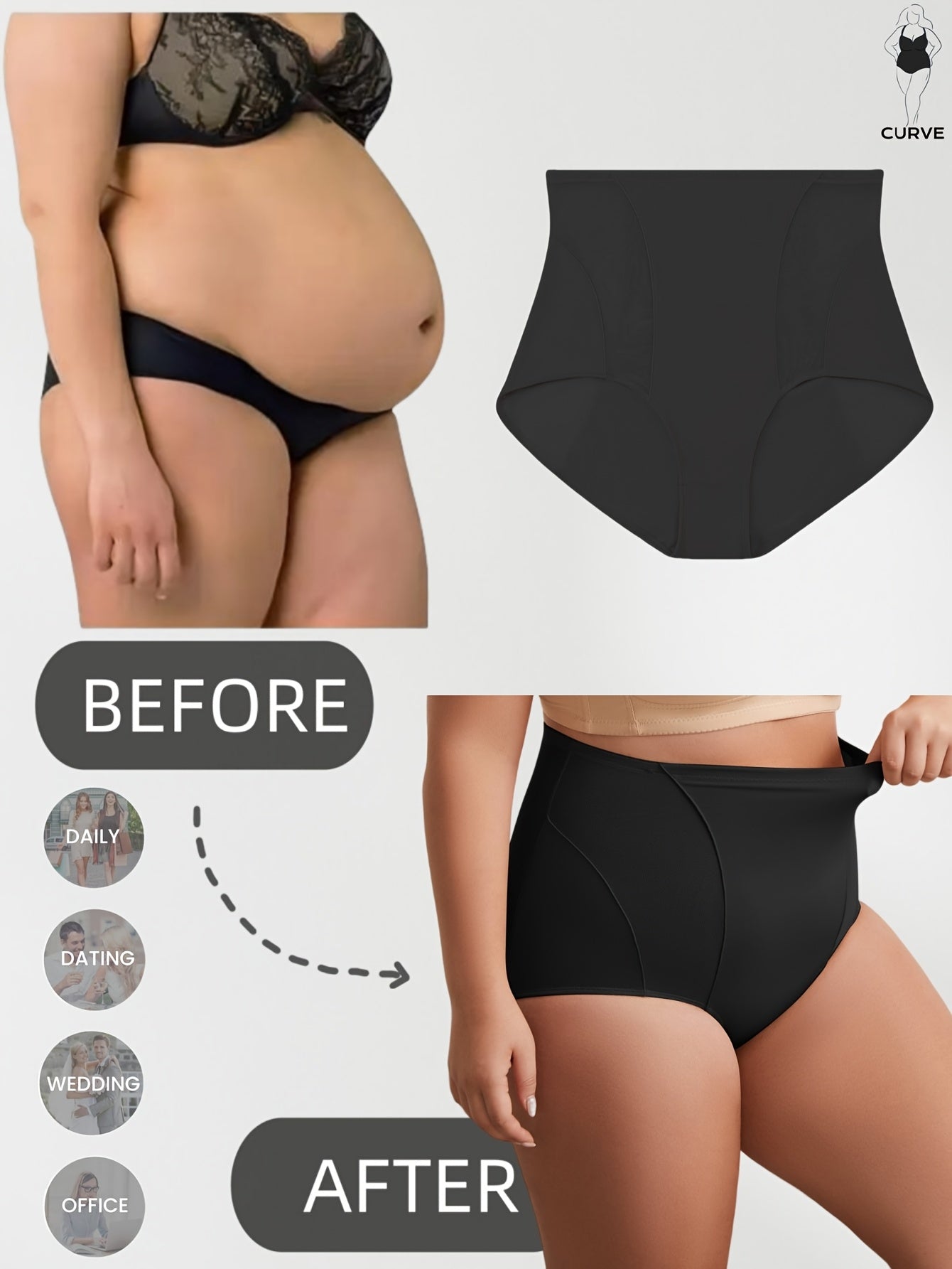 Women's Plus Size High Waist Tummy Tights Breathable Mesh Body Shaping