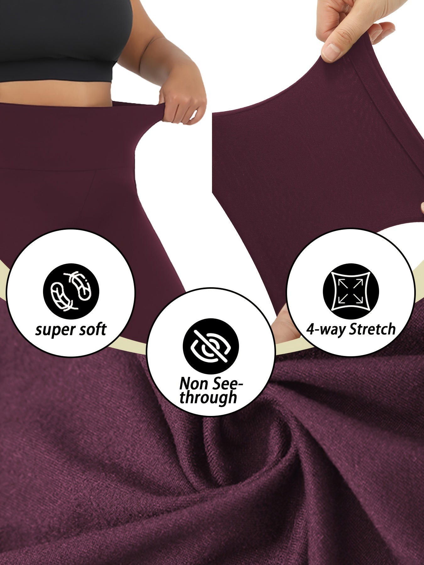 Women's Plus Size High Waist Soft Stretch Biker Yoga Leggings