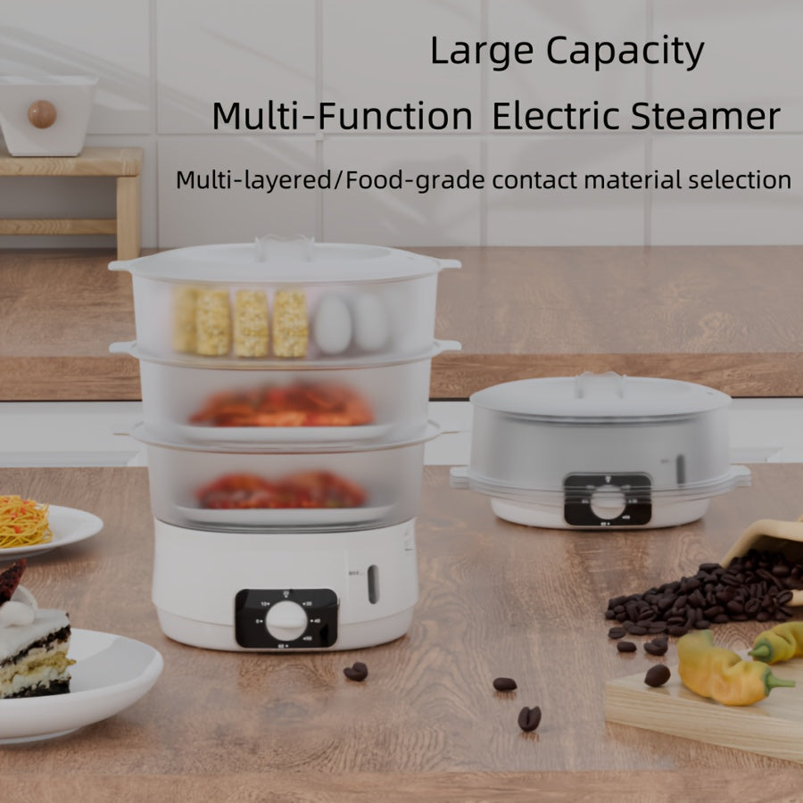 3-tier transparent steamer 13L capacity detachable pot 800W energy-saving