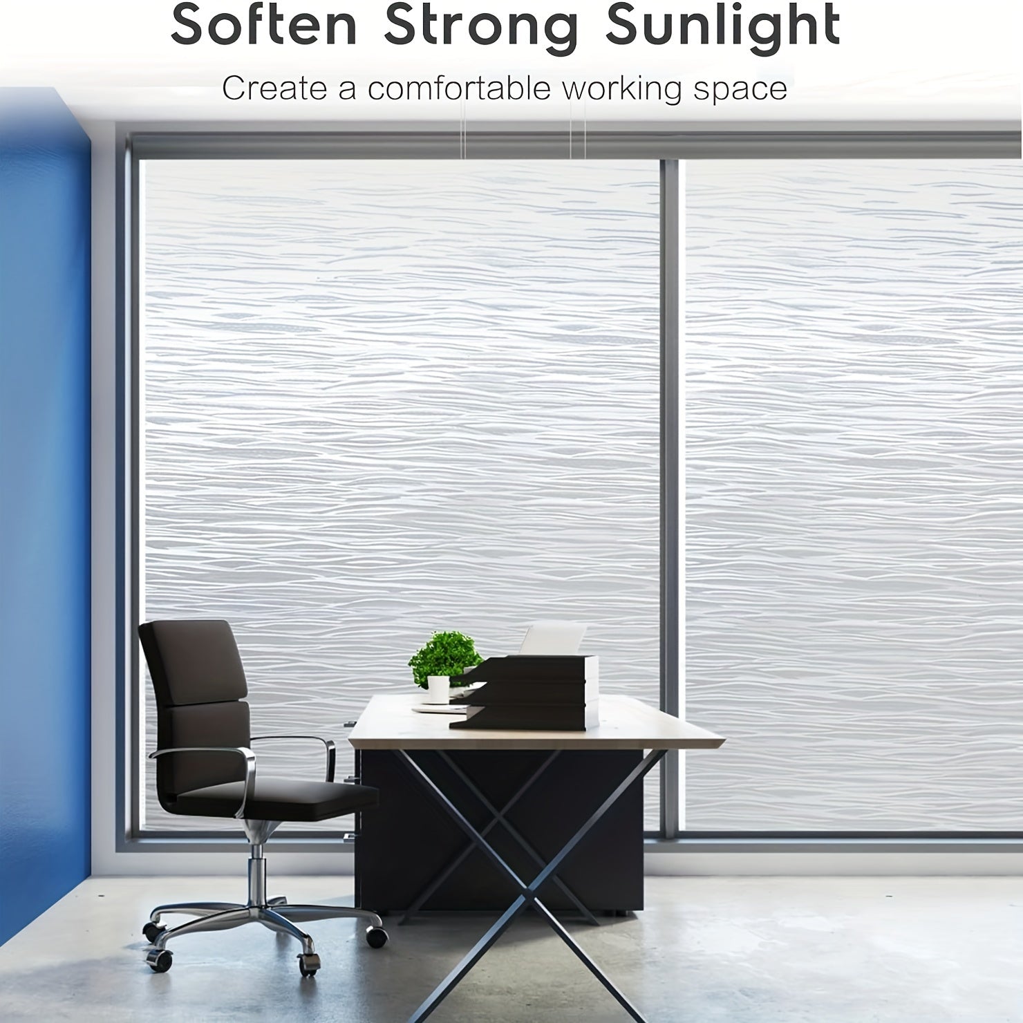 Frosted Glass Window Film Removable Vinyl UV Blocking Cling for Home Bathroom Living Room