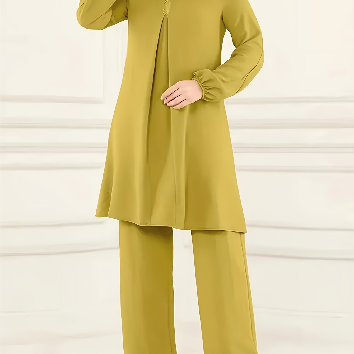 Muslim Clothing Long Sleeve Solid Color Woven Polyester Traditional Attire