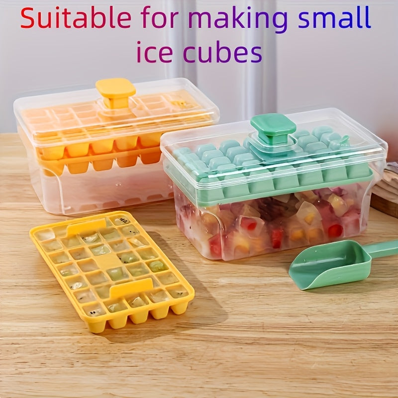 68-Cavity Ice Cube Tray Set with Lid Food Grade PP for Chilled Drinks
