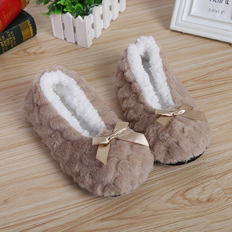 Women's Fleece-Lined Plush Slippers Non-Slip Home Shoes Multiple Colors
