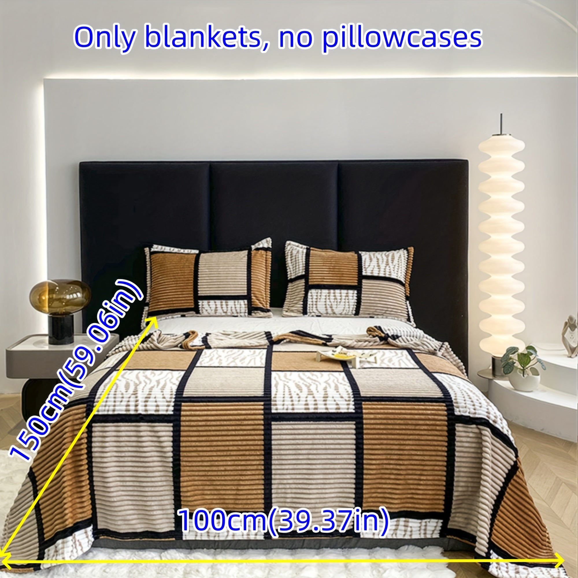 Striped Grid Blanket Lightweight Breathable All-Season Sofa Bed Travel 1 Piece