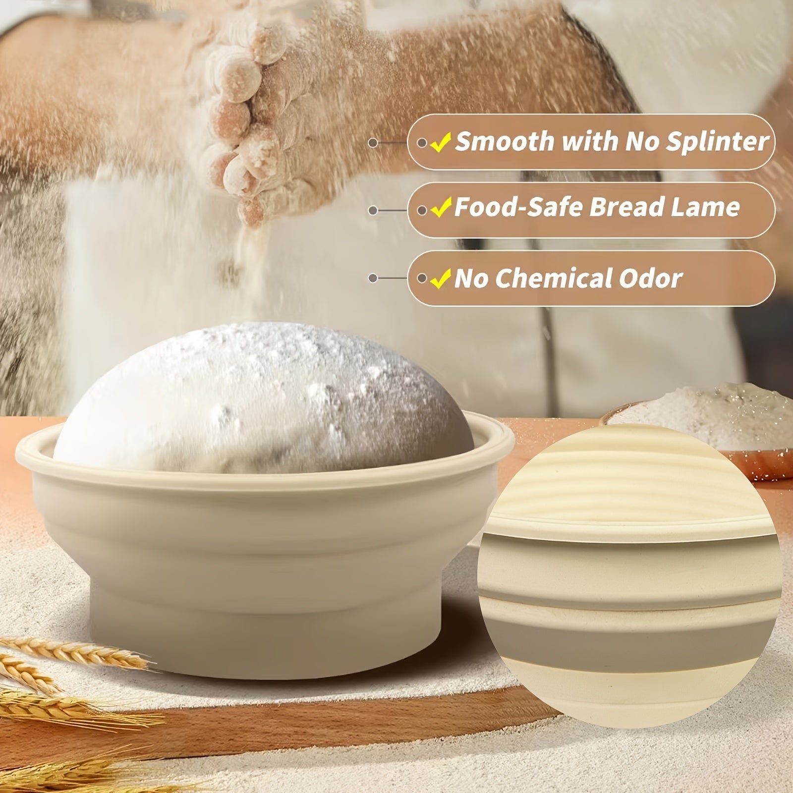 Cuenco de fermentación de silicona con control de temperatura y calefacción USB para pan y pasteles