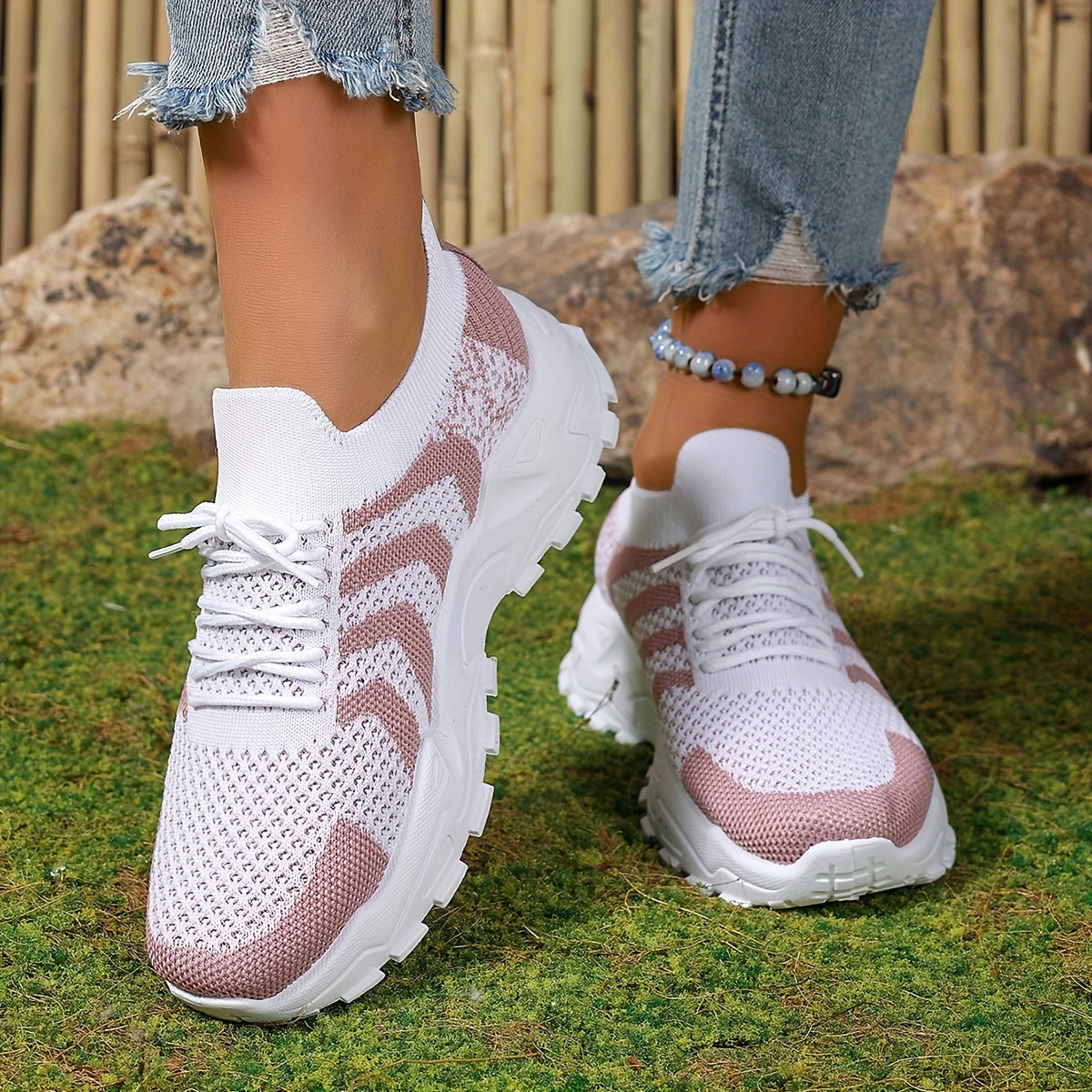 Women's Mesh Casual Low-Top Platform Sneakers Plus Size