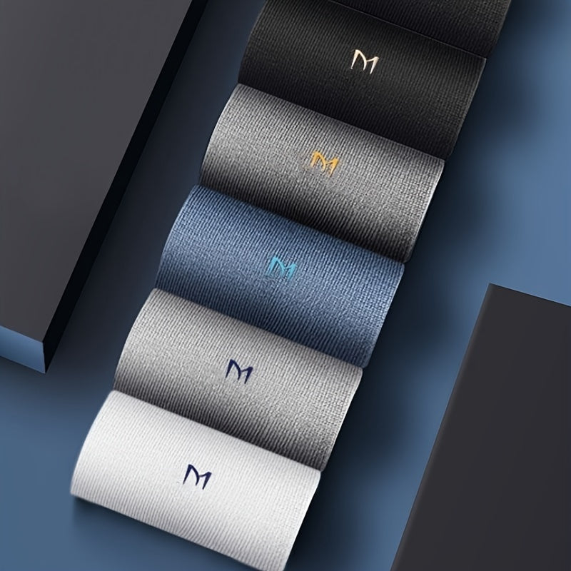 Men's Mid-Calf Cotton Blend Socks Solid Color Business Wear Pack of 5