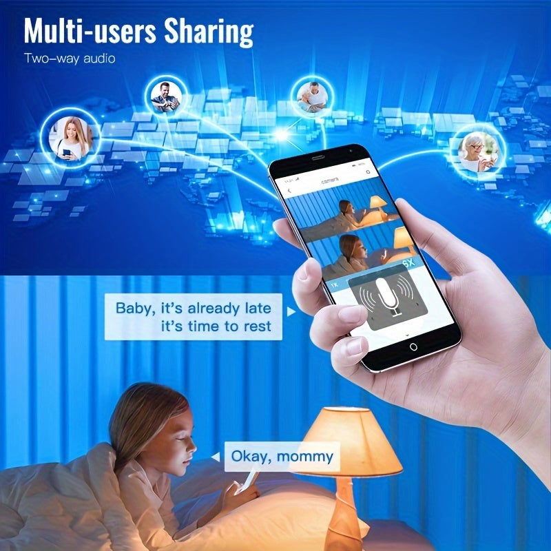 Cámara de seguridad inalámbrica para exteriores 720P HD visión nocturna detección de movimiento PTZ audio bidireccional