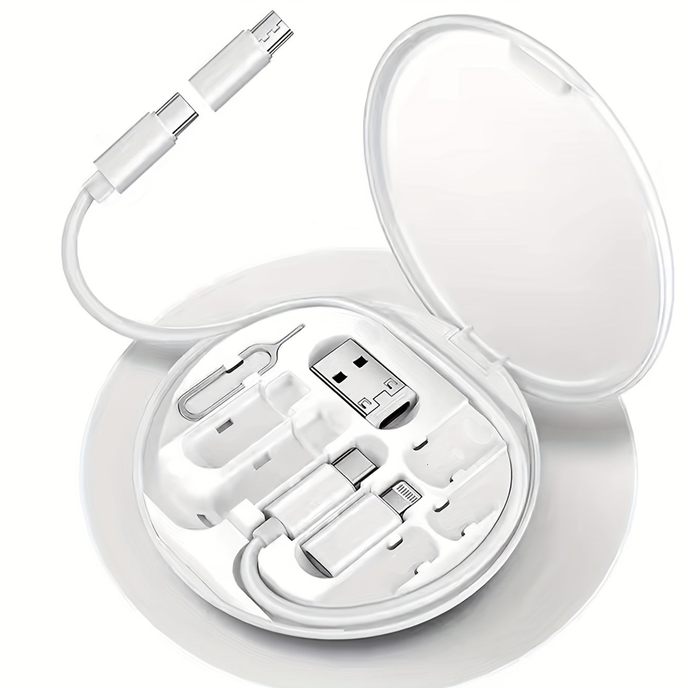 Chegaralararo sayohat uchun ko'p funksiyali besh-in-bir ma'lumot kabeli bilan PD mobil telefonini zaryadlash uchun saqlash qutisi.