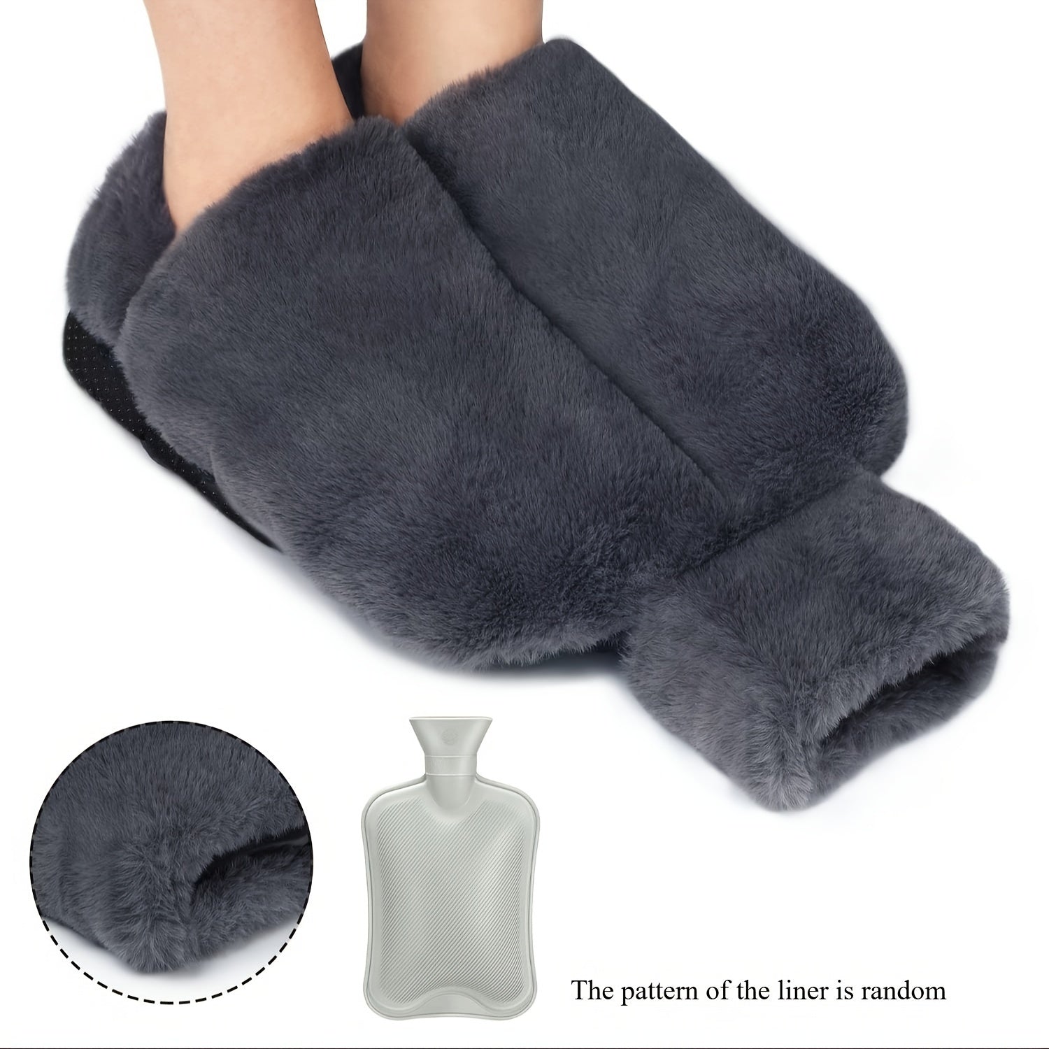 Large 2L Hot Water Bottle with Plush Cover Non-Electric Rubber for Feet and Hands Warmth