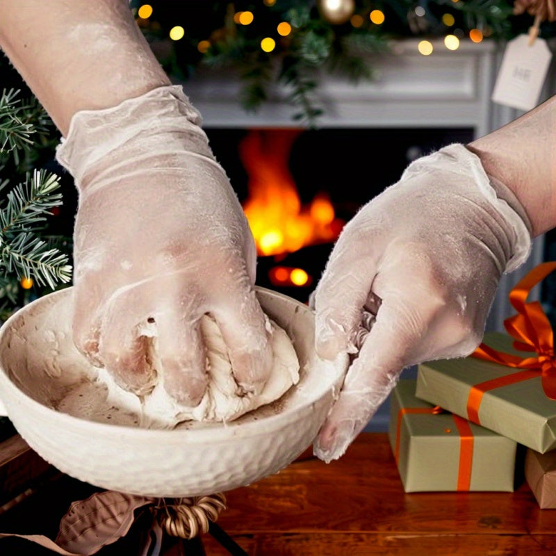 100 шт. одноразовых перчаток из ТПЭ, без латекса, маслостойкие, многофункциональные