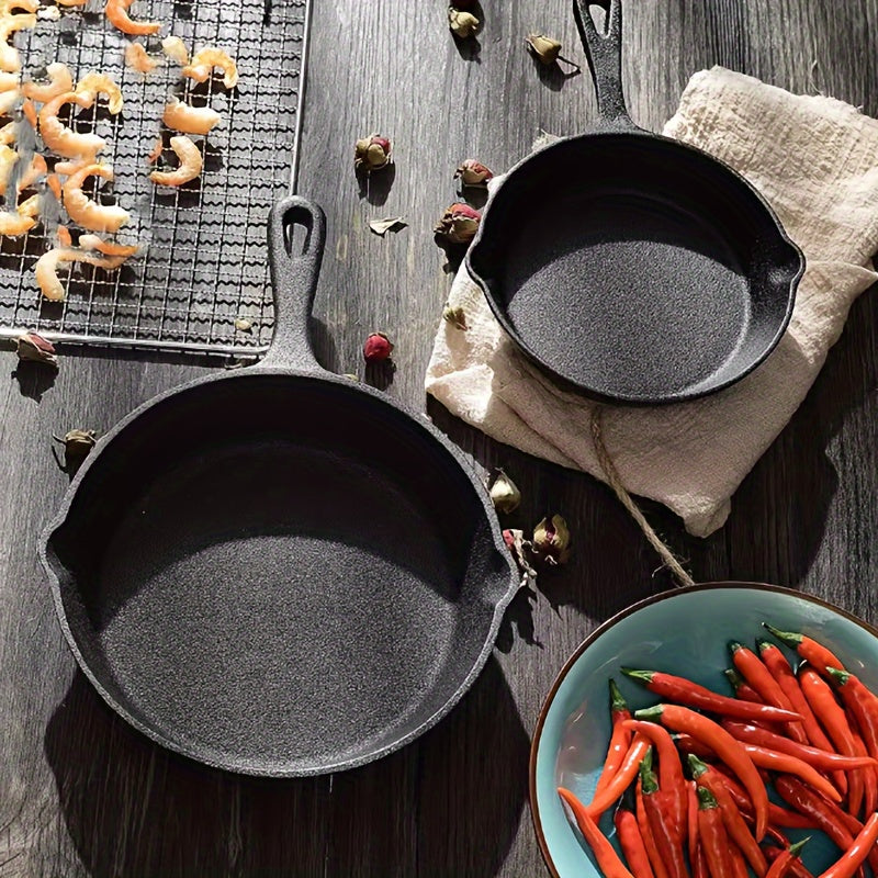 Cast Iron Skillet Set 3 Pieces Non-Stick Frying Baking with Lid and Scraper