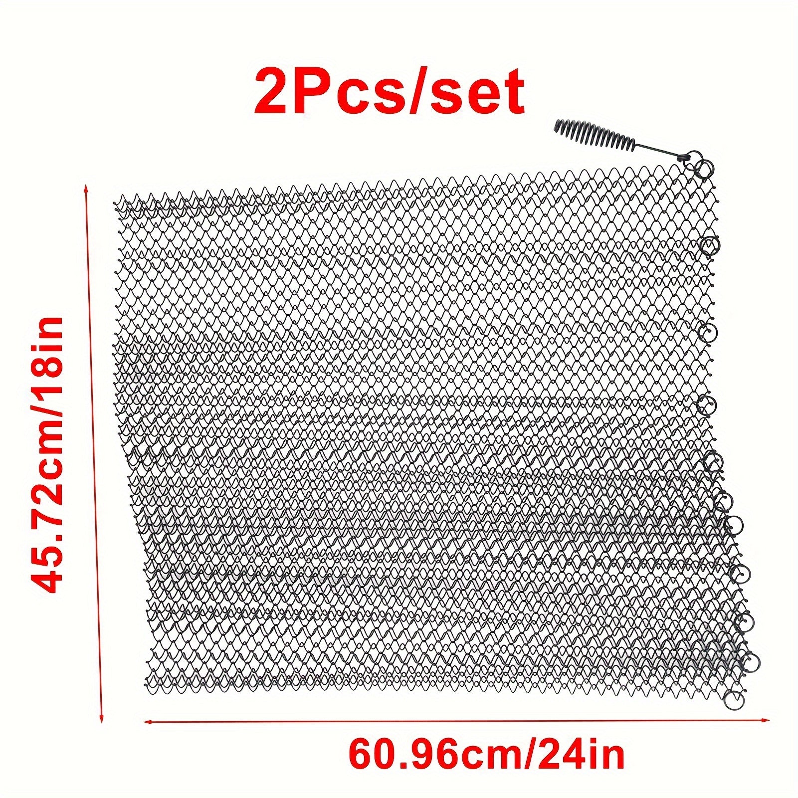 Set of 2 Metal Fireplace Mesh Screen Panels Spark Guard Firepit Safety Accessory