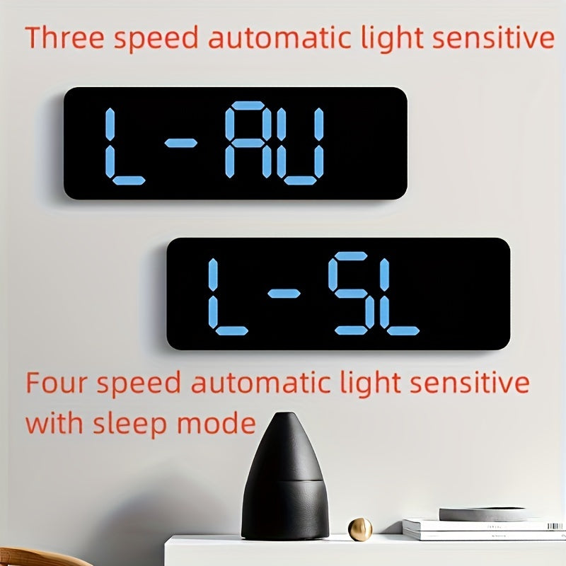 Digital Wall Clock with Large Display Temperature Humidity Weather Icons USB Powered Wall Mount