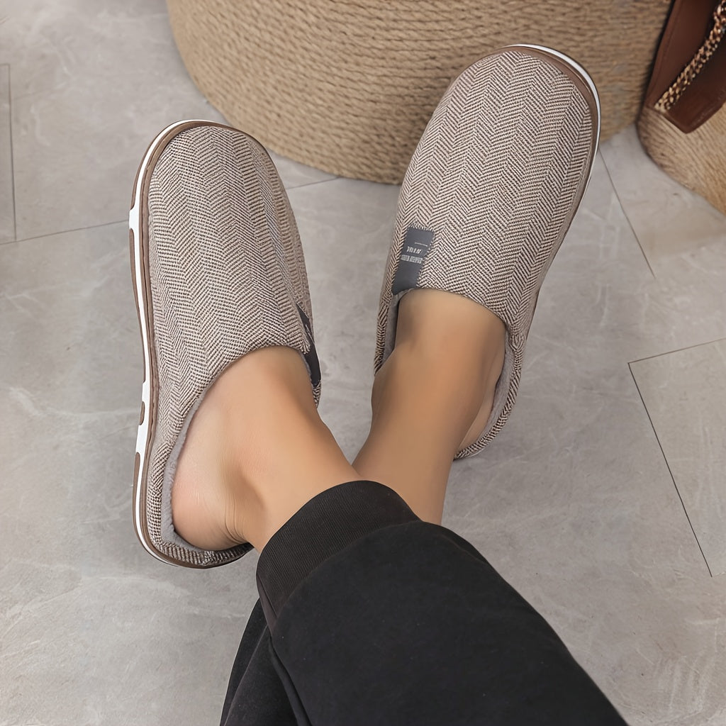 Unisex Plush Slippers Indoor House Slip-On Warm Thick Sole