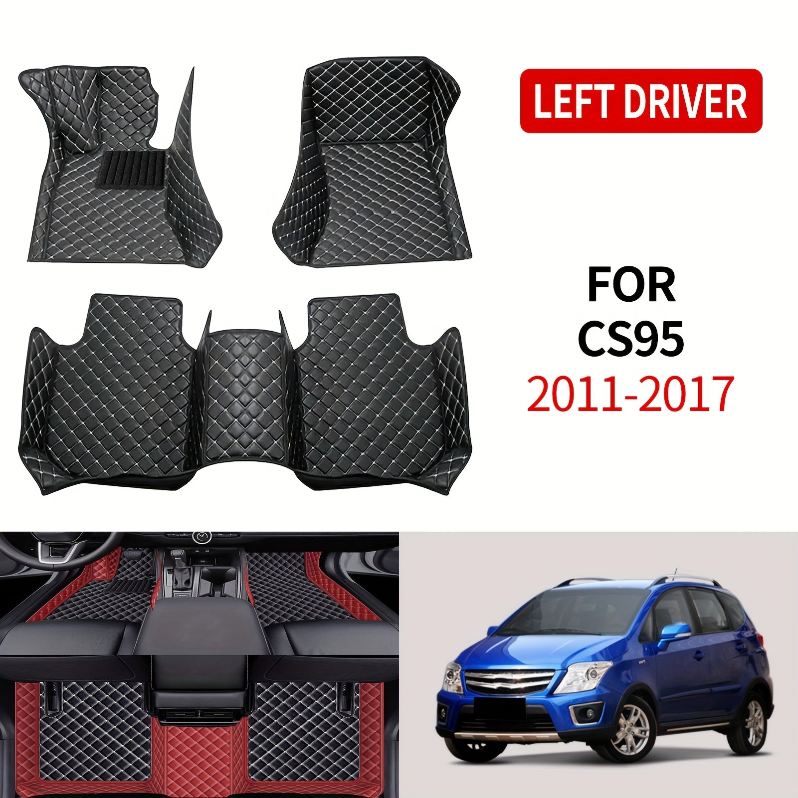 Car Floor Mat Faux Leather All-Weather Durable for Left-Hand Drive