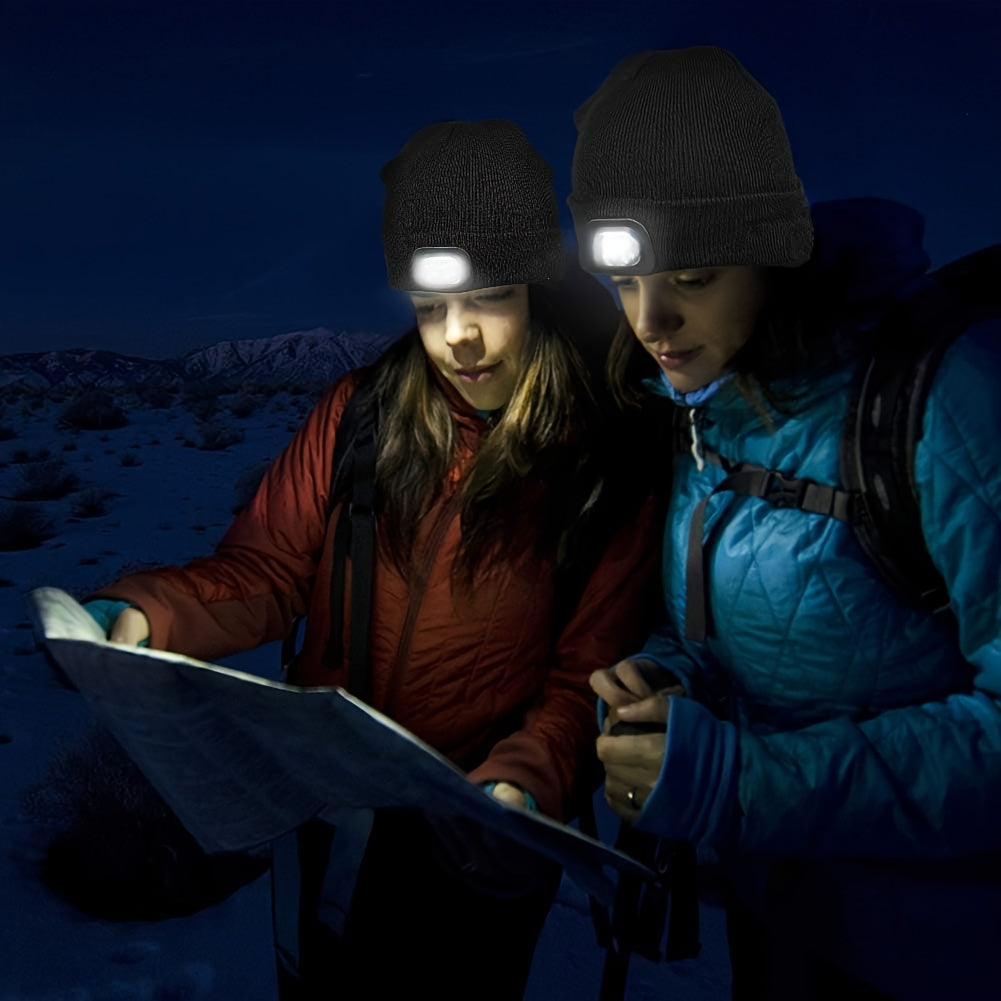 Gorro unisex con luz LED, de punto, iluminación sin manos para actividades al aire libre