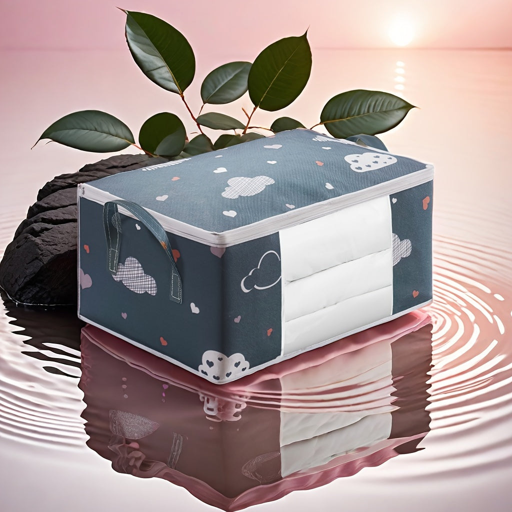 Large Capacity Foldable Storage Box with Utility Hooks Waterproof Fabric Organizer for Clothes Toys Quilts