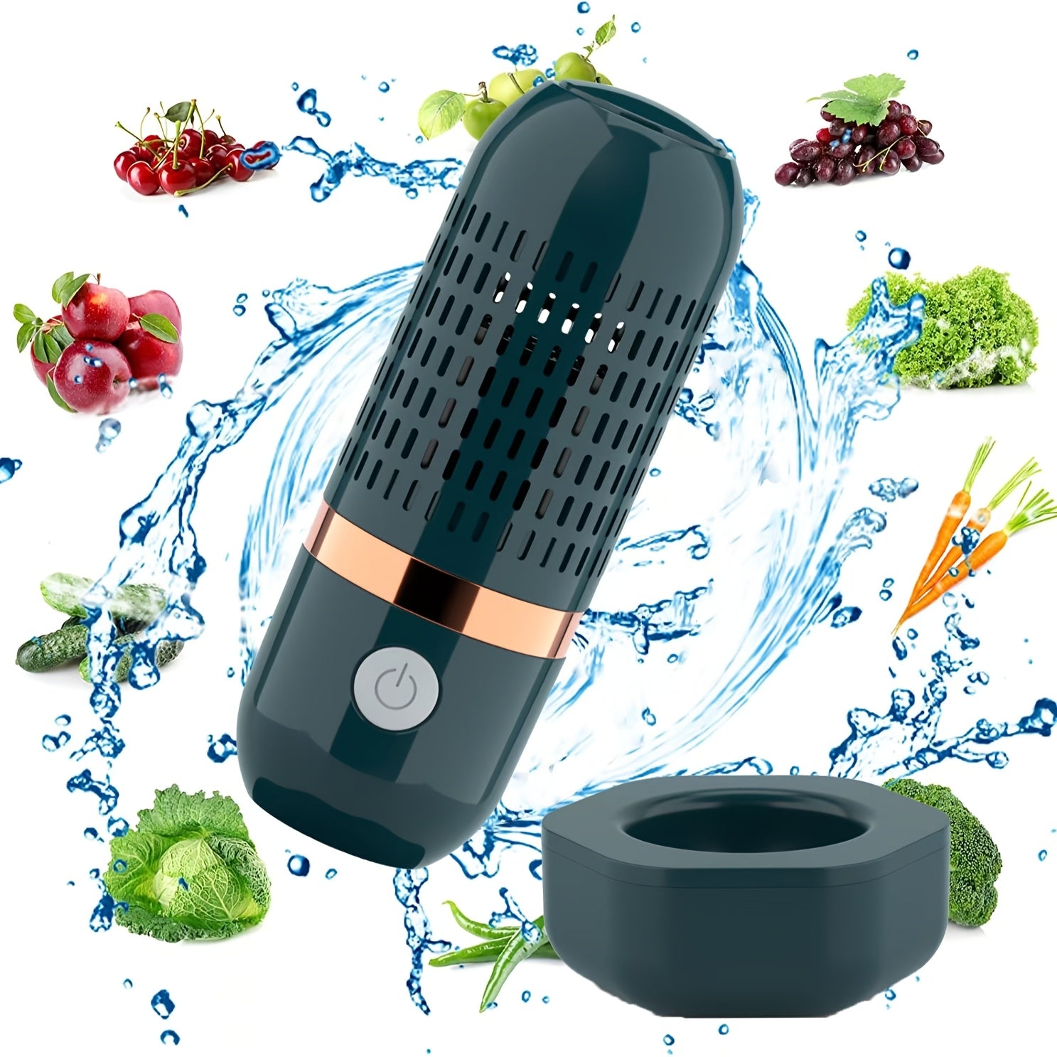Cápsula purificadora de frutas y verduras recargable por USB, diseño en forma de cápsula, eliminación de pesticidas en alimentos, 36V 3000mAh