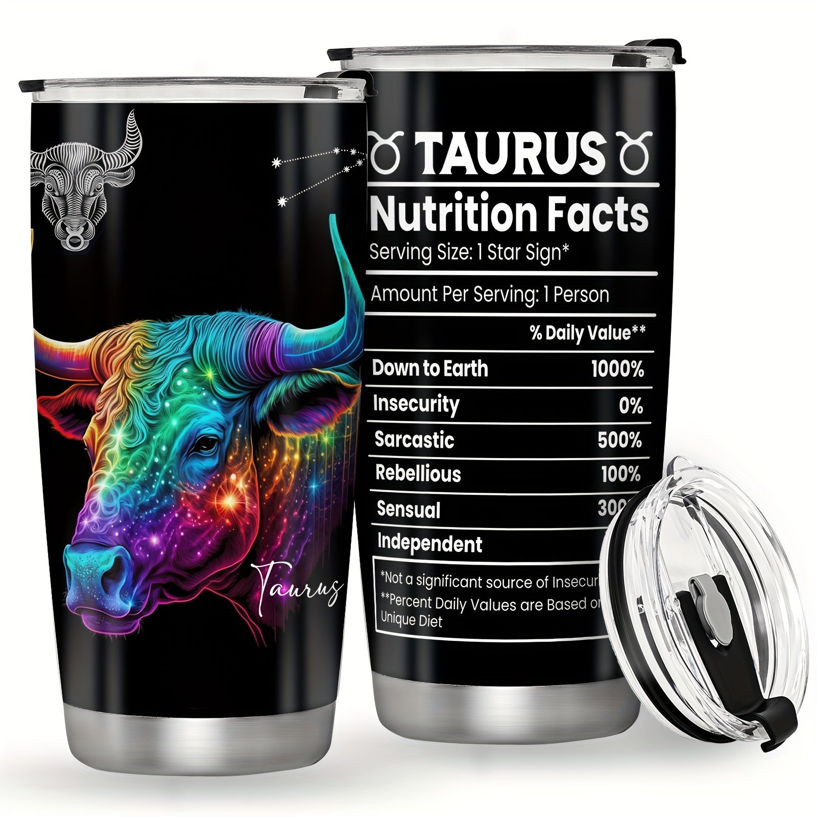 20oz Stainless Steel Zodiac Tumbler with Horoscope Design Leakproof Double Wall Vacuum Insulated Travel Mug for Outdoor Use