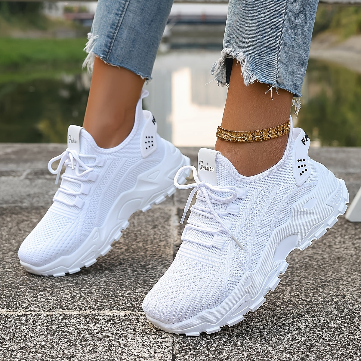 Ladies Casual Shoes Light Soft Sole White Travel Walking Sneakers