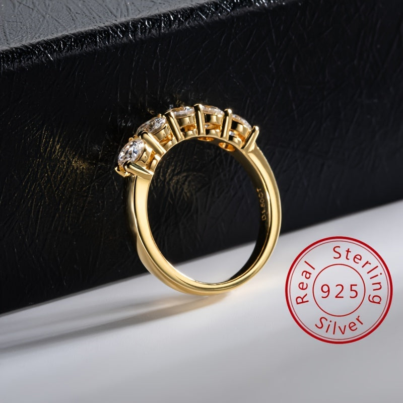 Sterling Silver Moissanite Engagement Ring 0.3CT Five Stone Wedding Jewelry