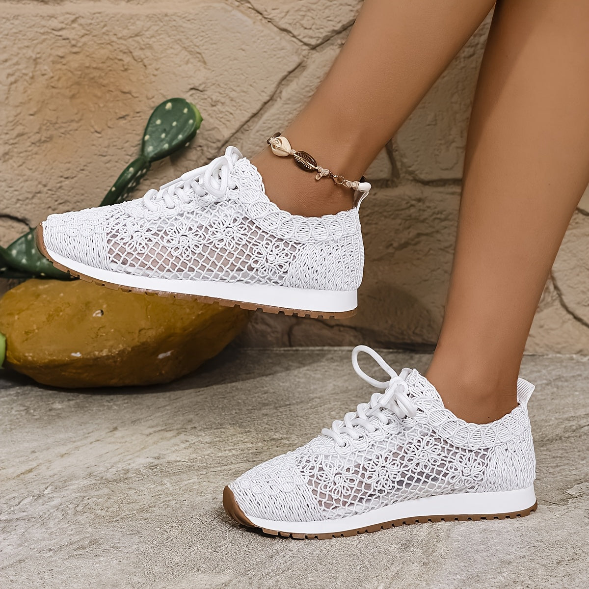Women’s Summer Mesh Casual Shoes Breathable Fabric Rubber Sole Solid Color