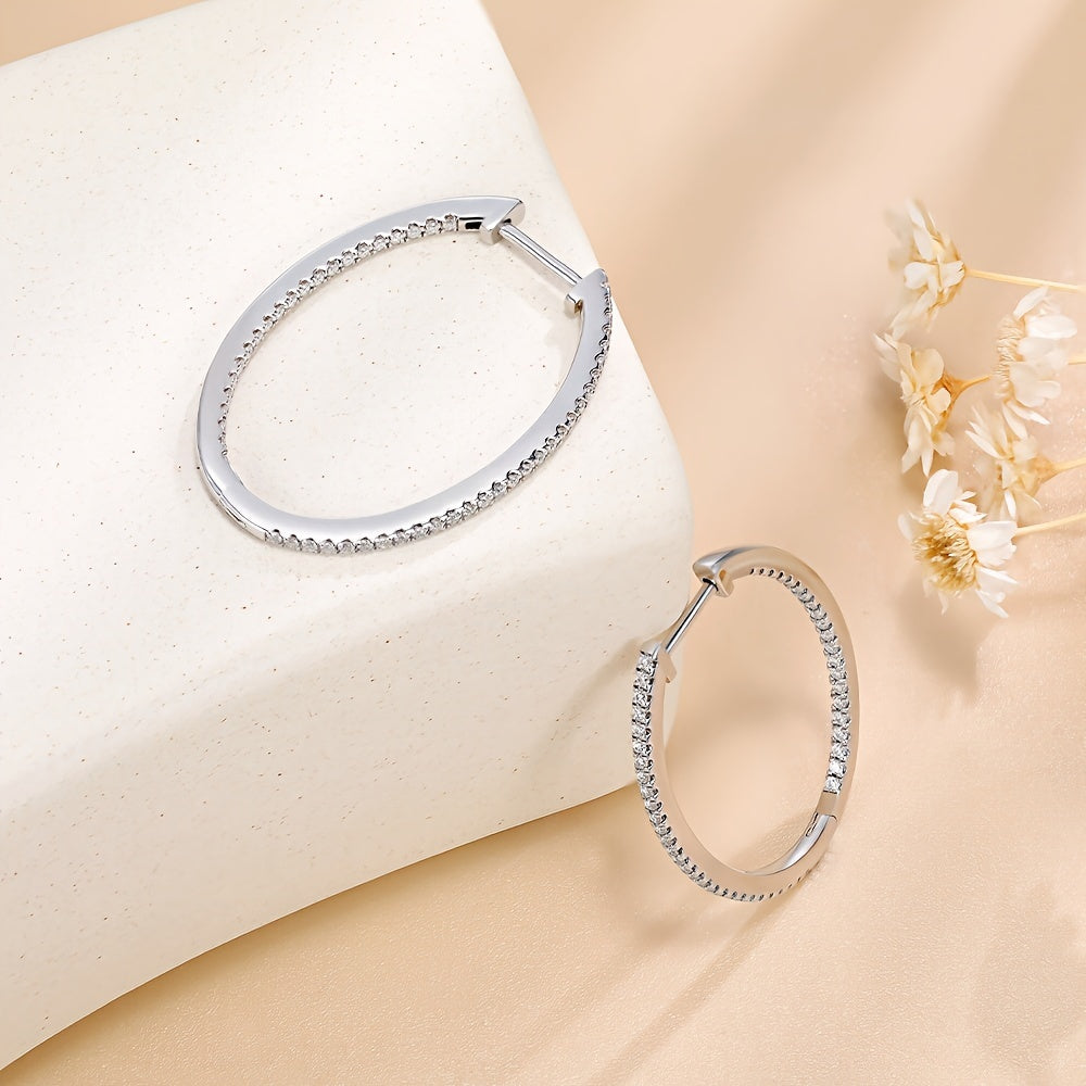 Sterling Silver Moissanite Huggie Hoop Earrings December Birthstone Jewelry