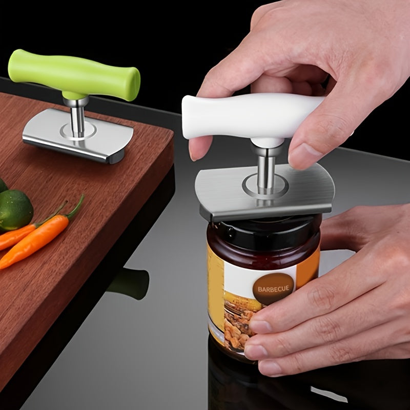 Stainless Steel Can Opener with Adjustable Grip for Easy Jar Opening