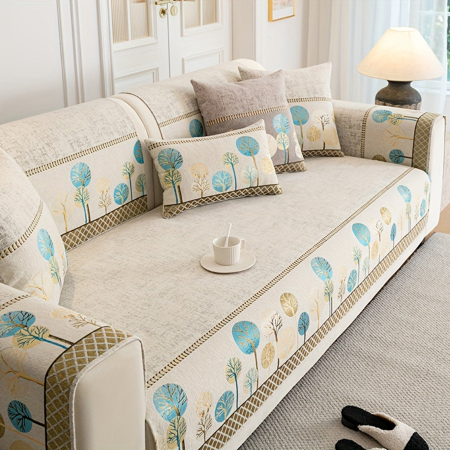 Нескользящая накидка на диван с мотивом дерева для 1-4 местных диванов, безопасна для домашних животных, моется в машине, прочная