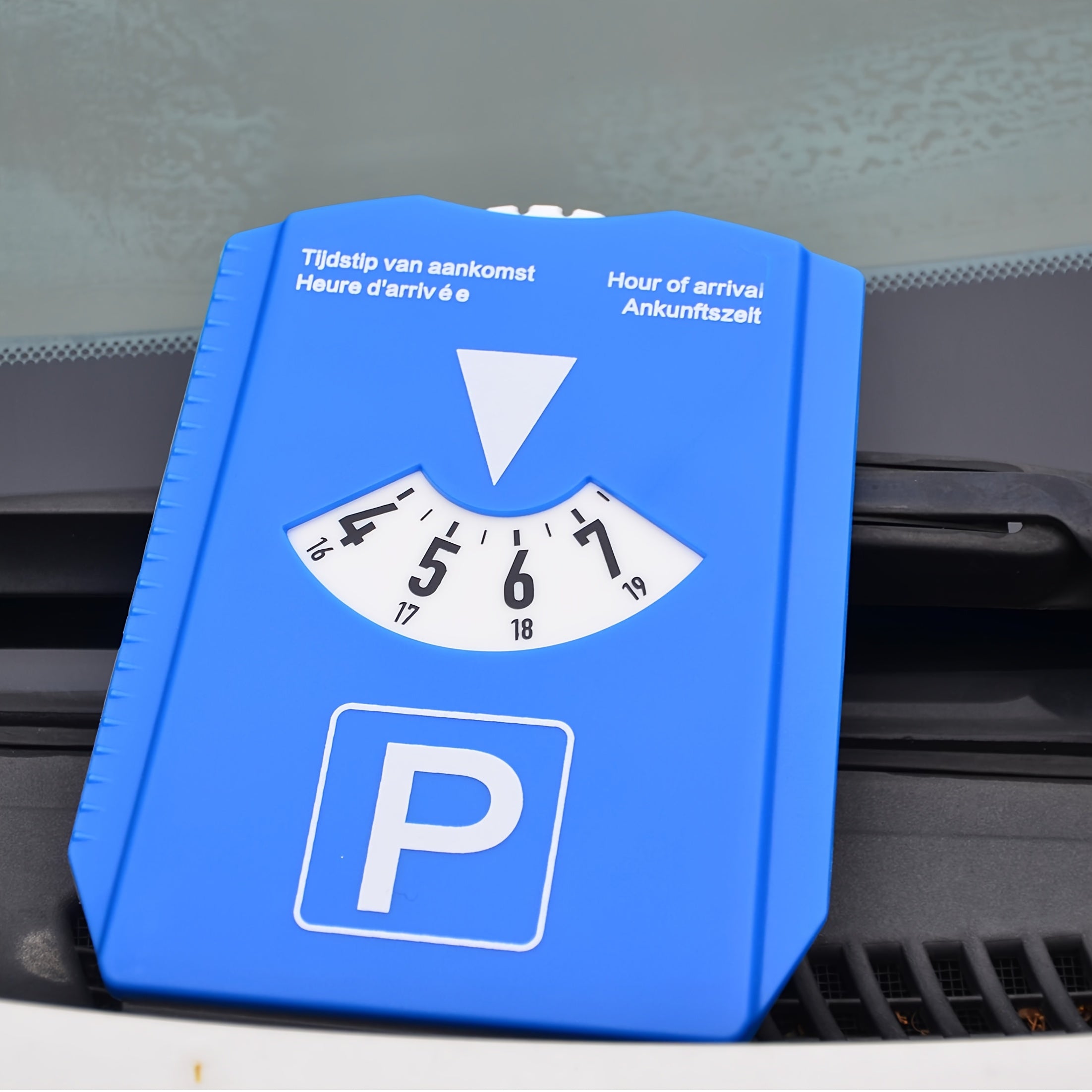 Digital Blue Parking Timer Disc with Ice Scraper 4-Language Display 24-Hour