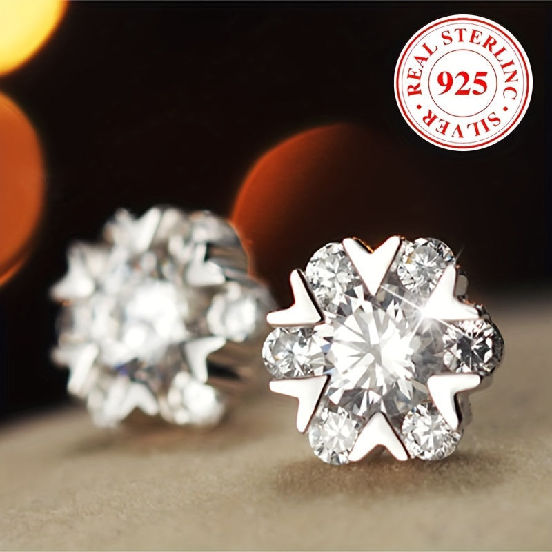 925 Sterling Silver porloq stud quloq uzuklari, gullar dizayni, gippoallergen zirkoniya inlay - ayollar uchun nozik Rojdestvo sovg'asi