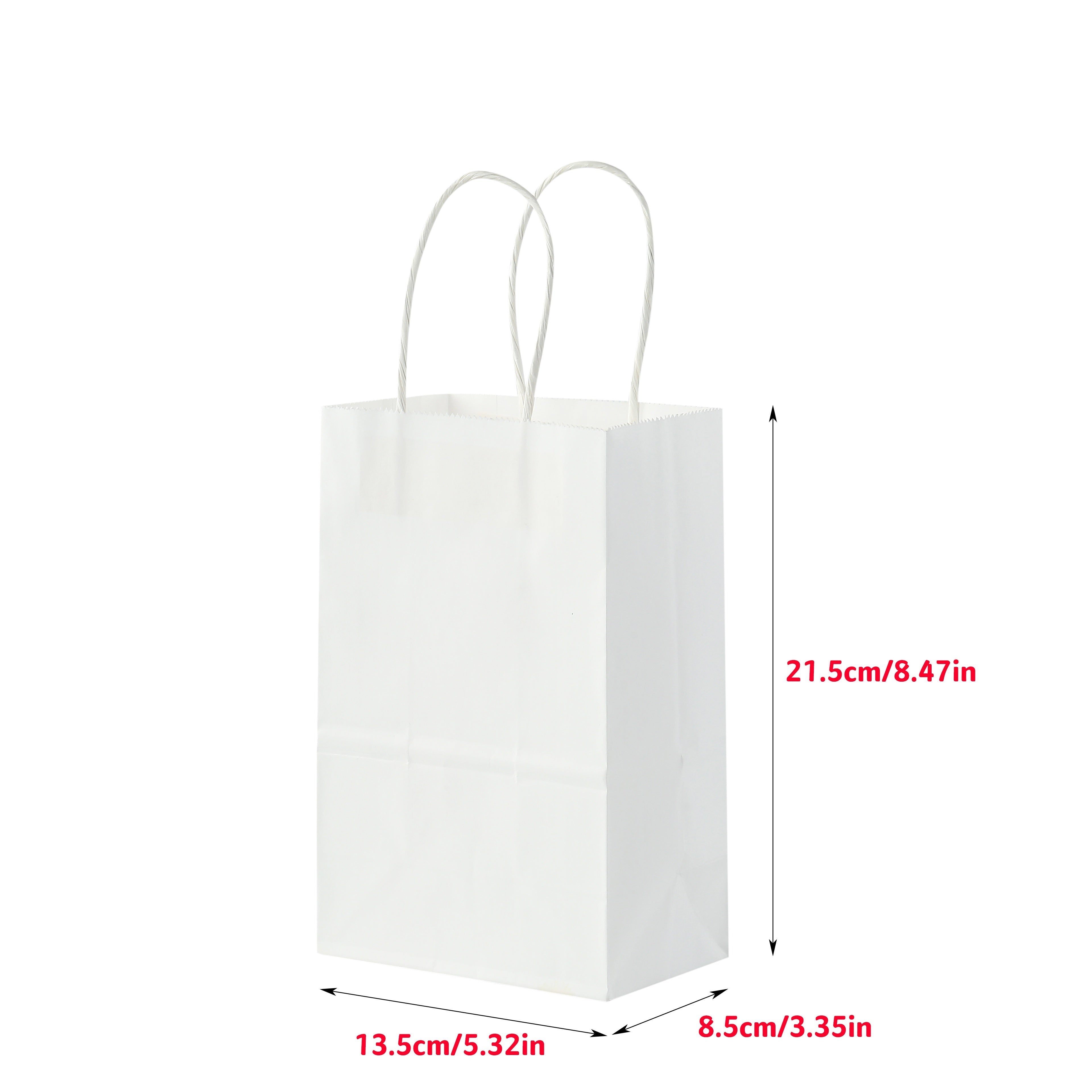 White Kraft Paper Tote Bags with Handles Set of 100 for Food Take Out Gift Wrapping
