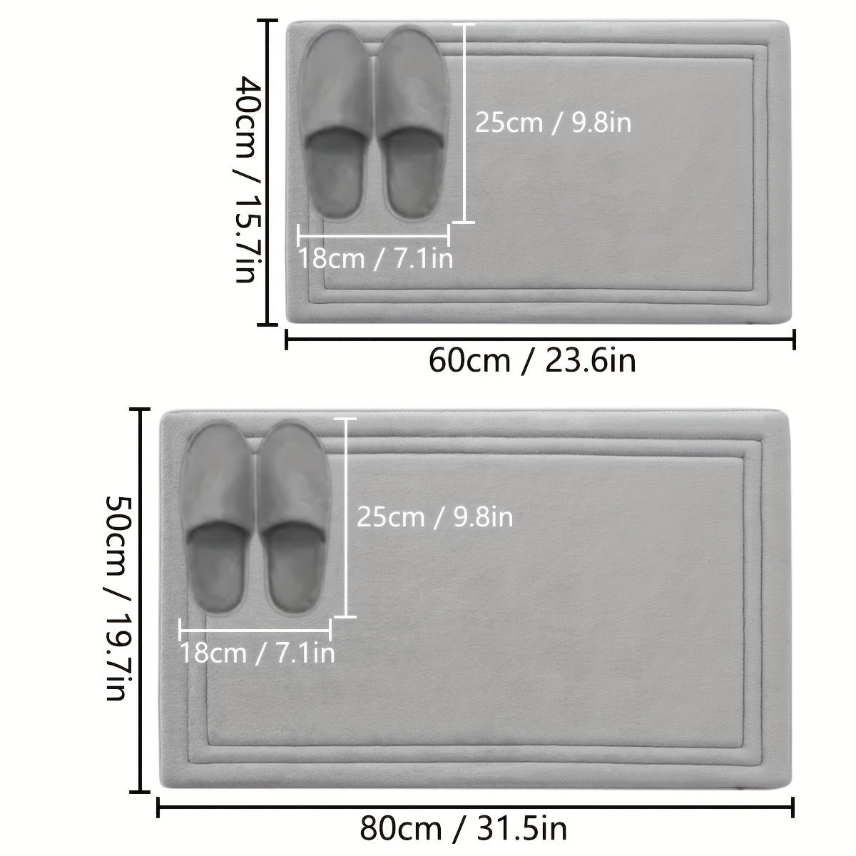 Bir dona UltraSoft Tez Quriydigan Hammom Gilami, Chiziqli naqsh bilan, juda singdiruvchi va sirpanmaydigan hammom gilami. Mashinada yuvish mumkin, past to'siq, yengil flanel mato bilan Polyester va PVC orqa qismi bilan to'rtburchak shaklida.