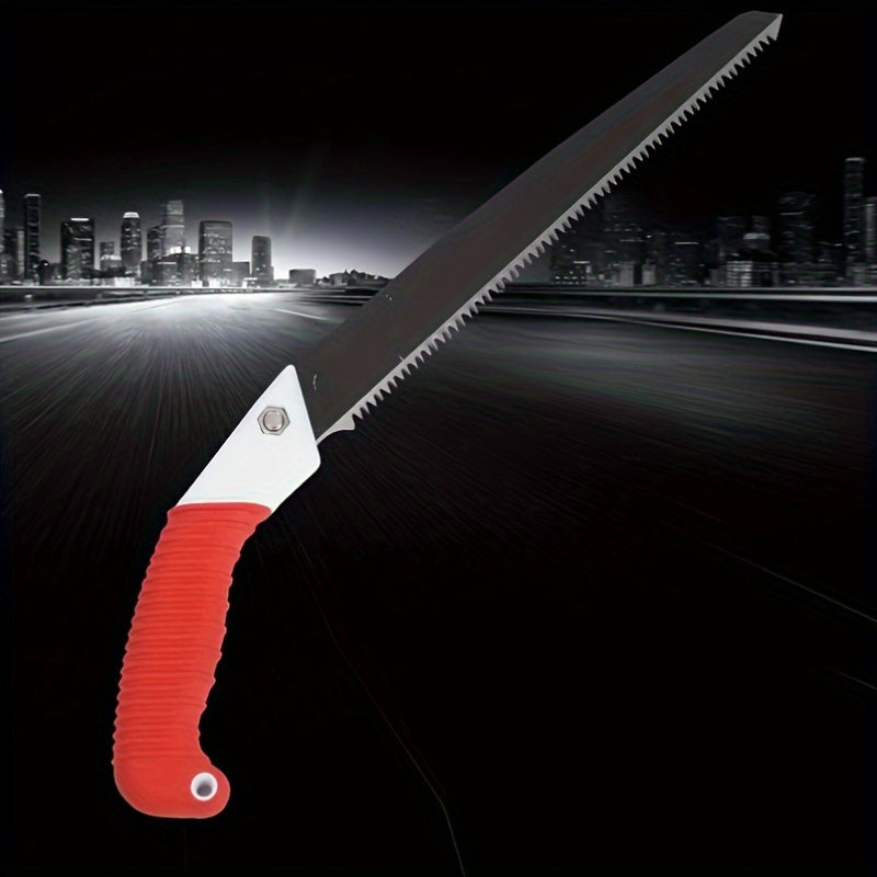 Manganese Steel Pruning Saw with Red Handle for Gardening and Tree Trimming