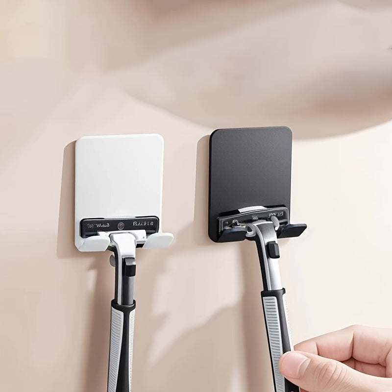 Soporte para maquinilla de afeitar de pared para hombre, 4 piezas, ajustable, sin taladro, plástico duradero