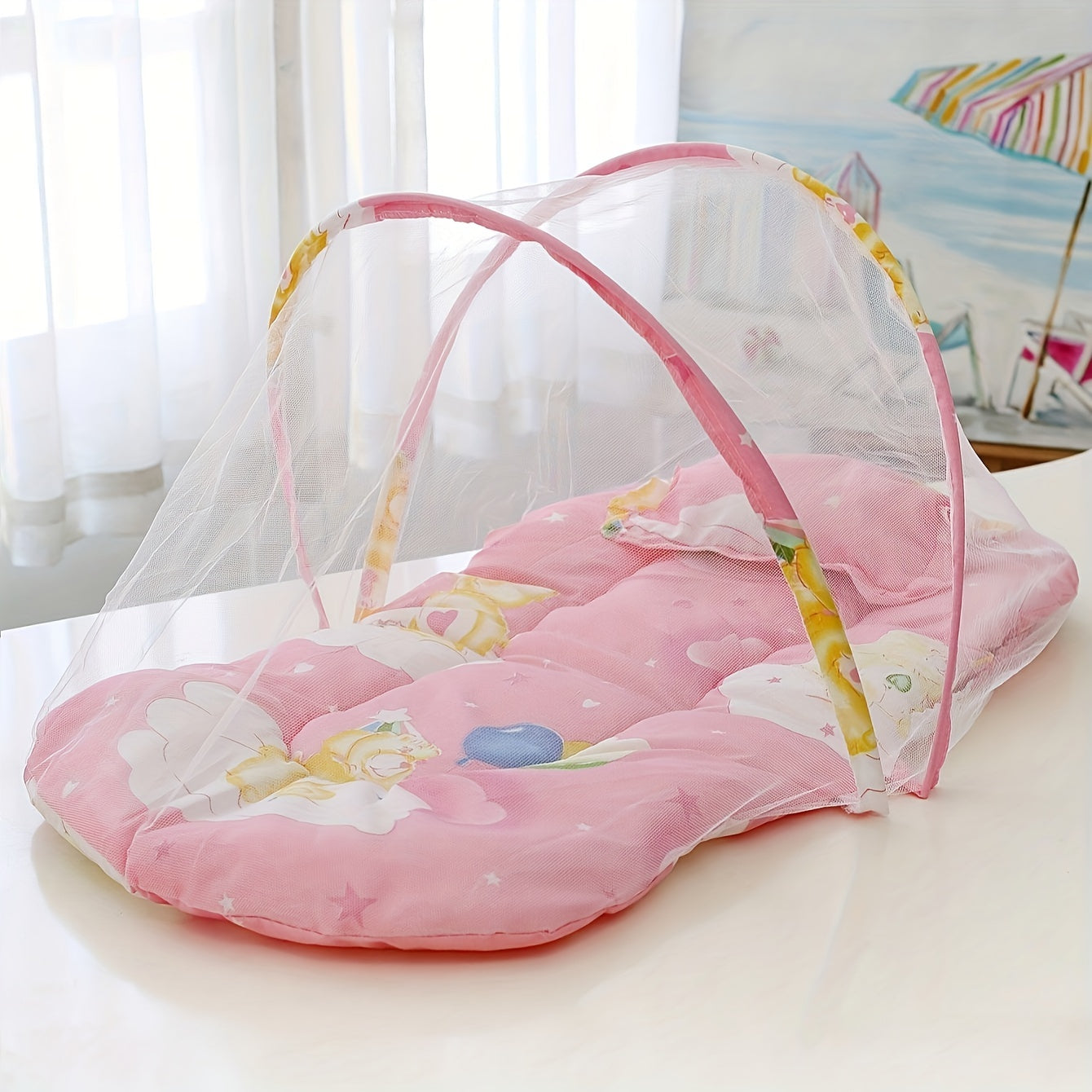 Tienda de malla anti-mosquitos para niños con protección contra caídas, estructura ligera de aleación para edades de 3 a 6 años