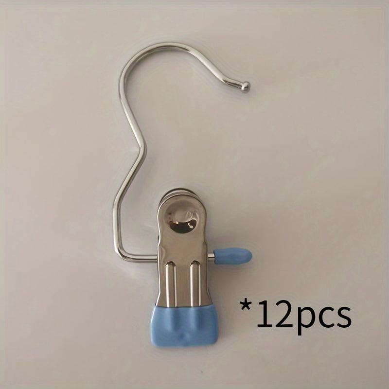 Stainless Steel Laundry Clips with Hooks for Socks and Clothes Organization