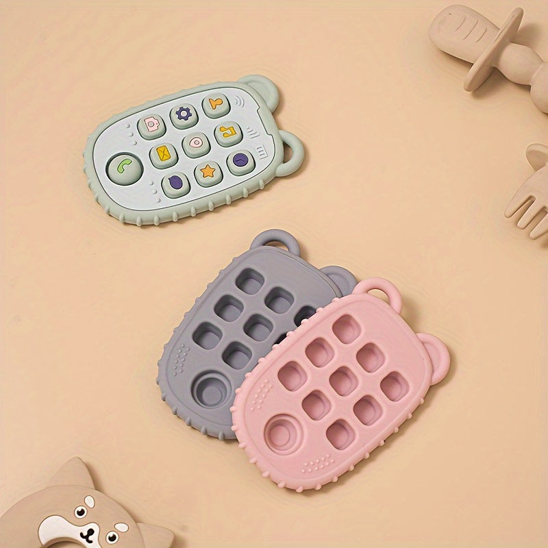 Silicone Teether Phone Shape BPA Free Soft Textured Baby Teething Toy