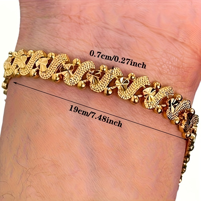 Women Copper Link Bracelet 18K Gold Plated Jewelry for Weddings Parties and Occasions