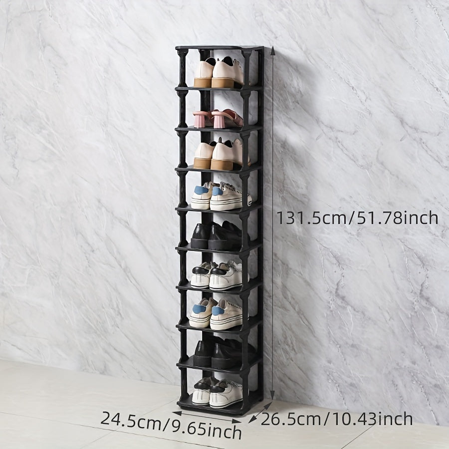 Estante para zapatos de plástico de múltiples capas con componentes desmontables en blanco o negro