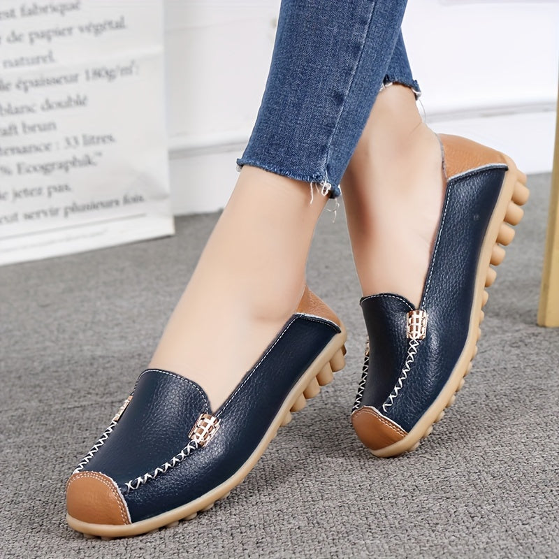 Women's Colorblock Slip-On Casual Shoes with Round Toe and Man Made Materials