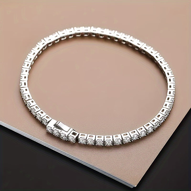 Unisex Synthetic Moissanite Tennis Wristband Boho Style Gold Plated Silver Hypoallergenic Jewelry