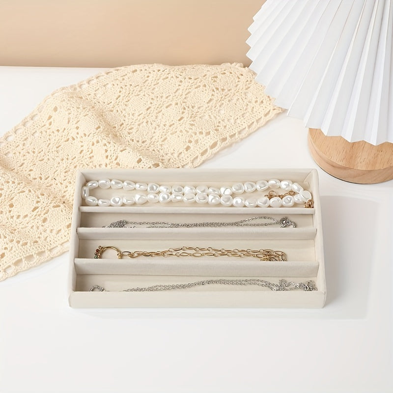 Elegant Flannel Jewelry Tray Stackable Organizer for Earrings Rings Necklaces 1 or 4 Pack