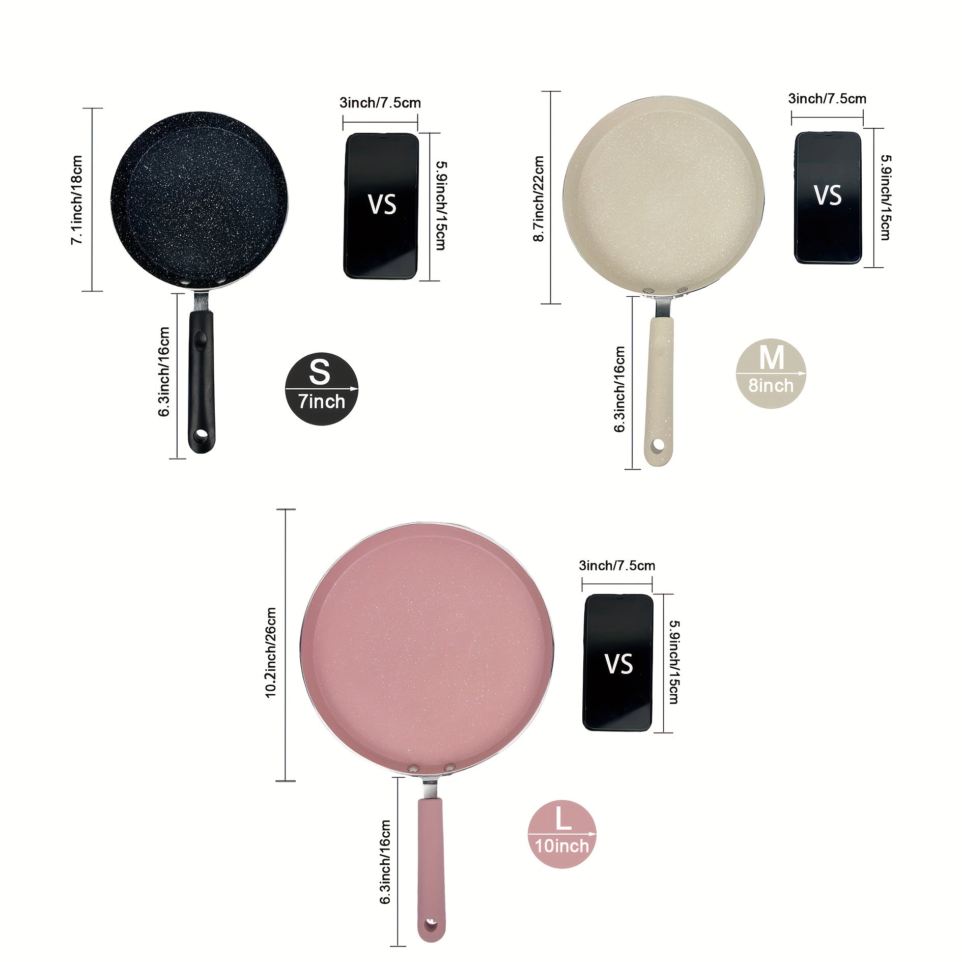 Juego de sartenes de aluminio antiadherente para crepes y pancakes con utensilios para cocinas de inducción y gas