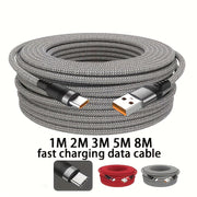 USB Type-C Cable 8m 5m 3m Fast Charging 6A for Smartphones Cameras PS5 PS4