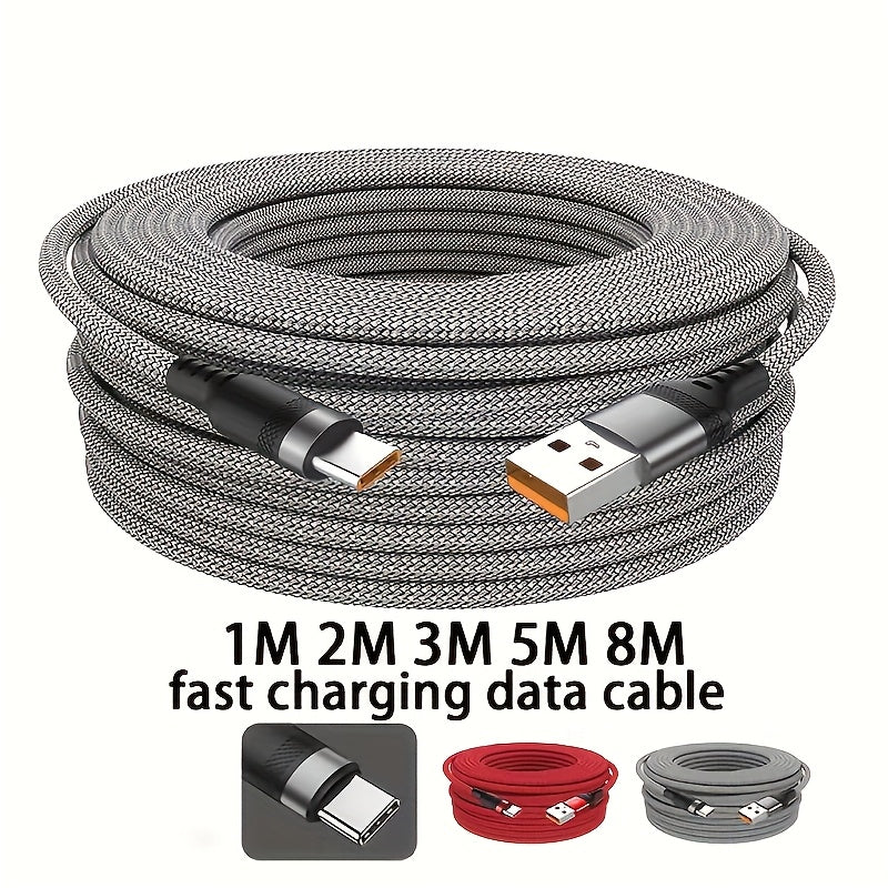 USB Type-C кабель: длины 8м, 5м, 3м, 6A быстрая зарядка для Samsung, Huawei, Xiaomi, камеры, PS5, PS4
