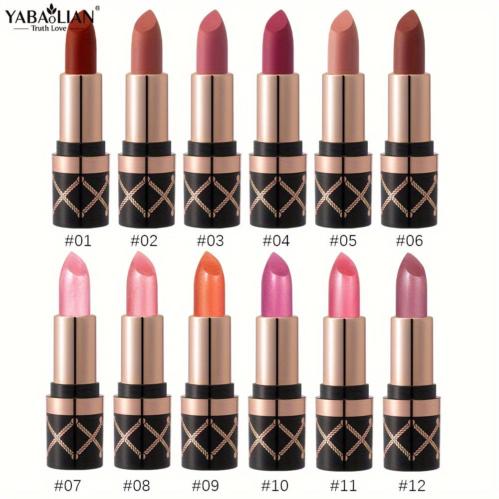 Set de labiales para mujer 12 tonos mate metálico con brillo duradero regalo